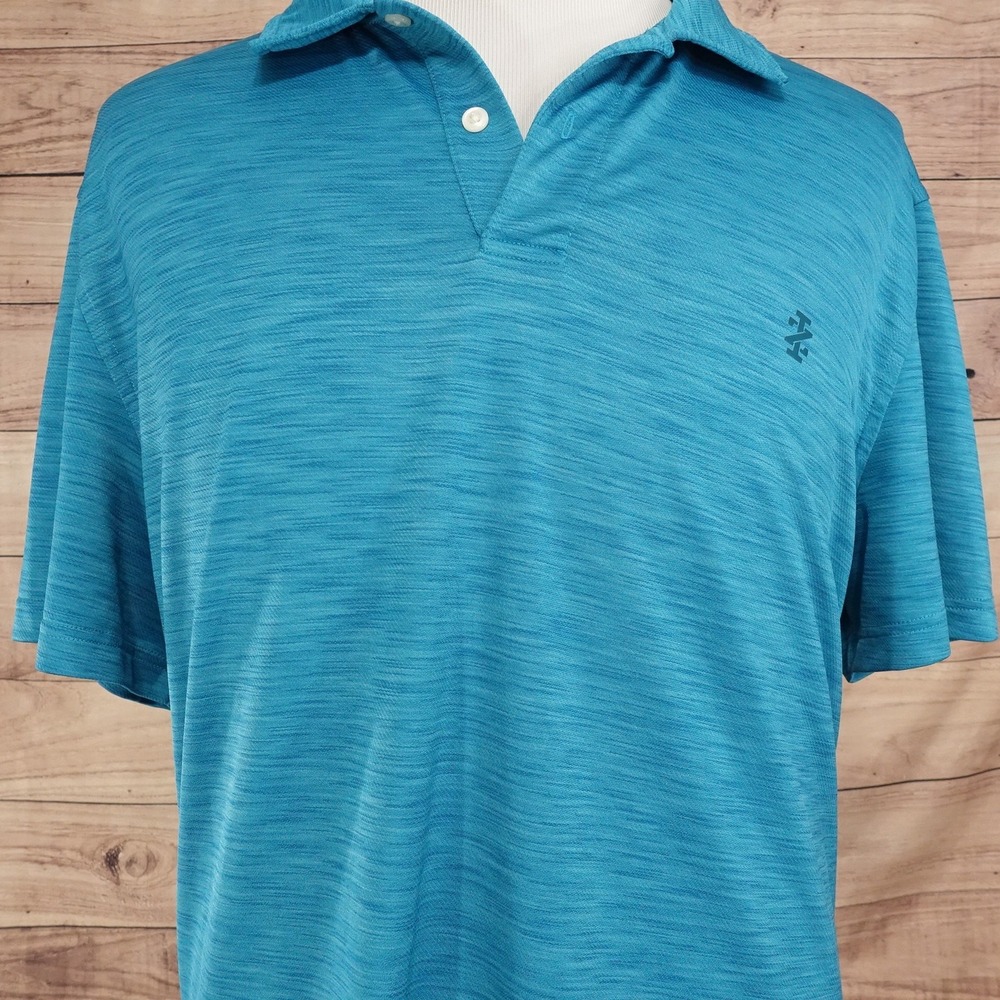 IZOD Polo Shirt Mens 2XL Blue 100% Polyester Striped Knit Tagless Casual